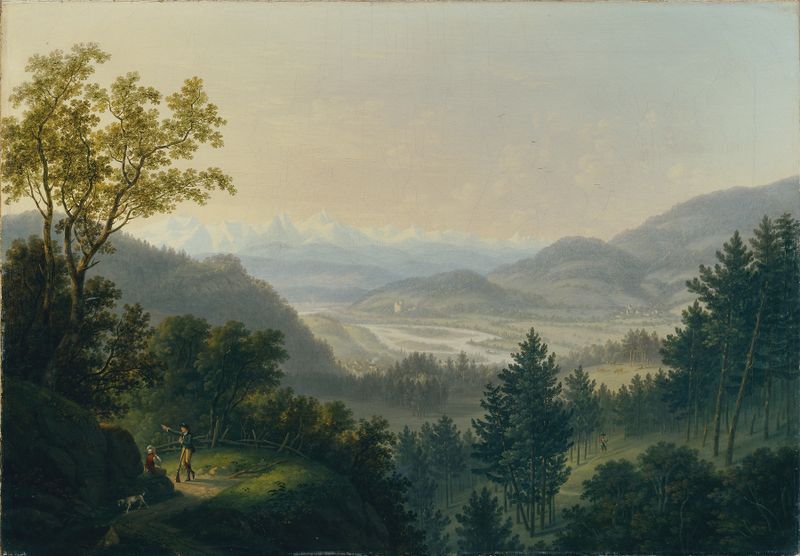 Paisaje con ruinas, óleo sobre lienzo de Johann Caspar Rahn