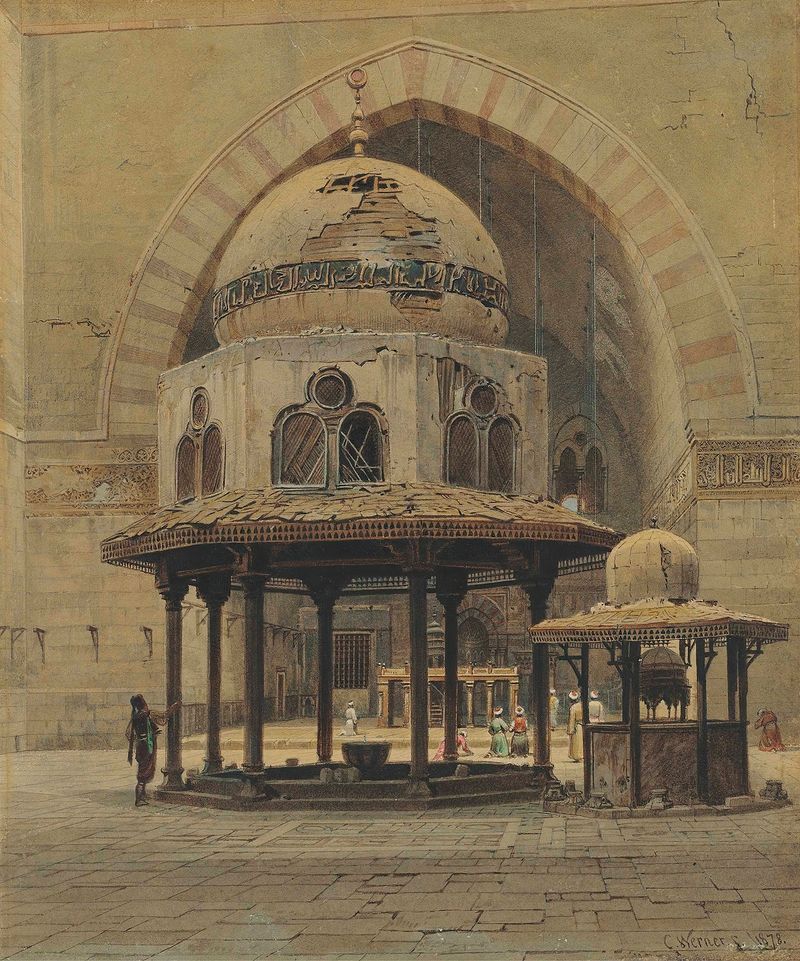 Mosque of Sultan Hassan in Cairo, oil painting by Carl Friedrich Heinrich Werner