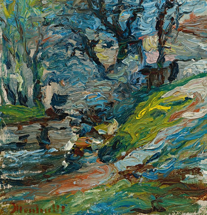 oil on canvas by Adolphe Monticelli depicting a river landscape