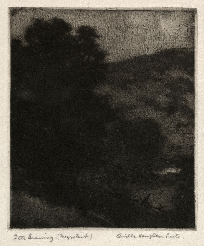Late Evening by Orville Houghton Peets, oil painting depicting twilight landscape.
