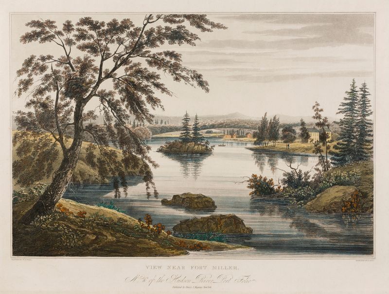 Landscape with a river and trees, oil painting by William Guy Wall