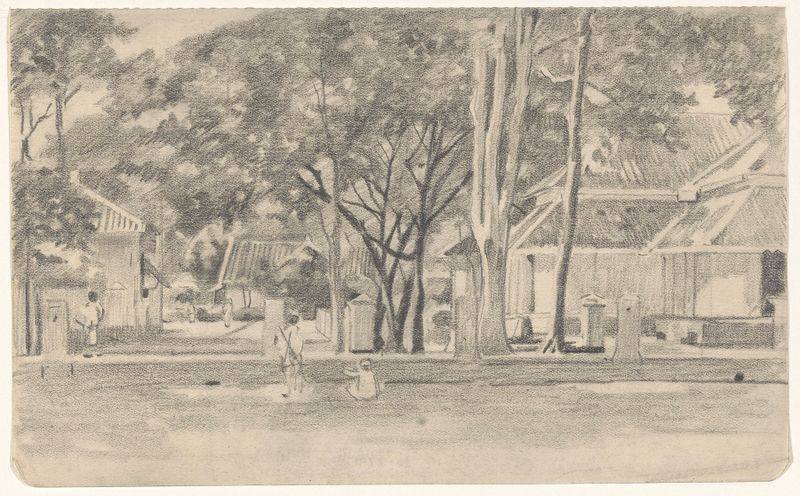 Landscape with houses along a lane, by Willem Witsen, oil painting