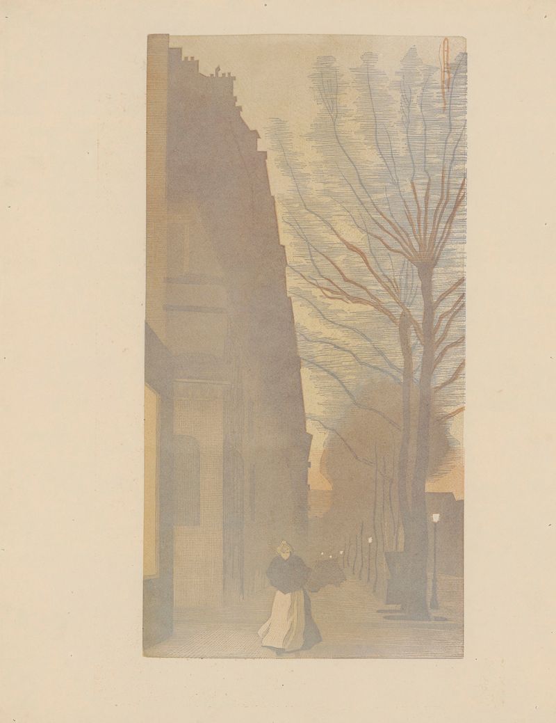 Avenue de Villiers by Amédée Joyau, oil on canvas depicting a Paris street with trees and buildings.