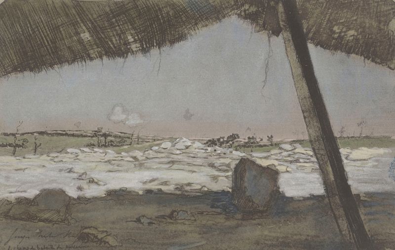 Historical scene depicting chaos and struggle, oil painting by Georges Hugo