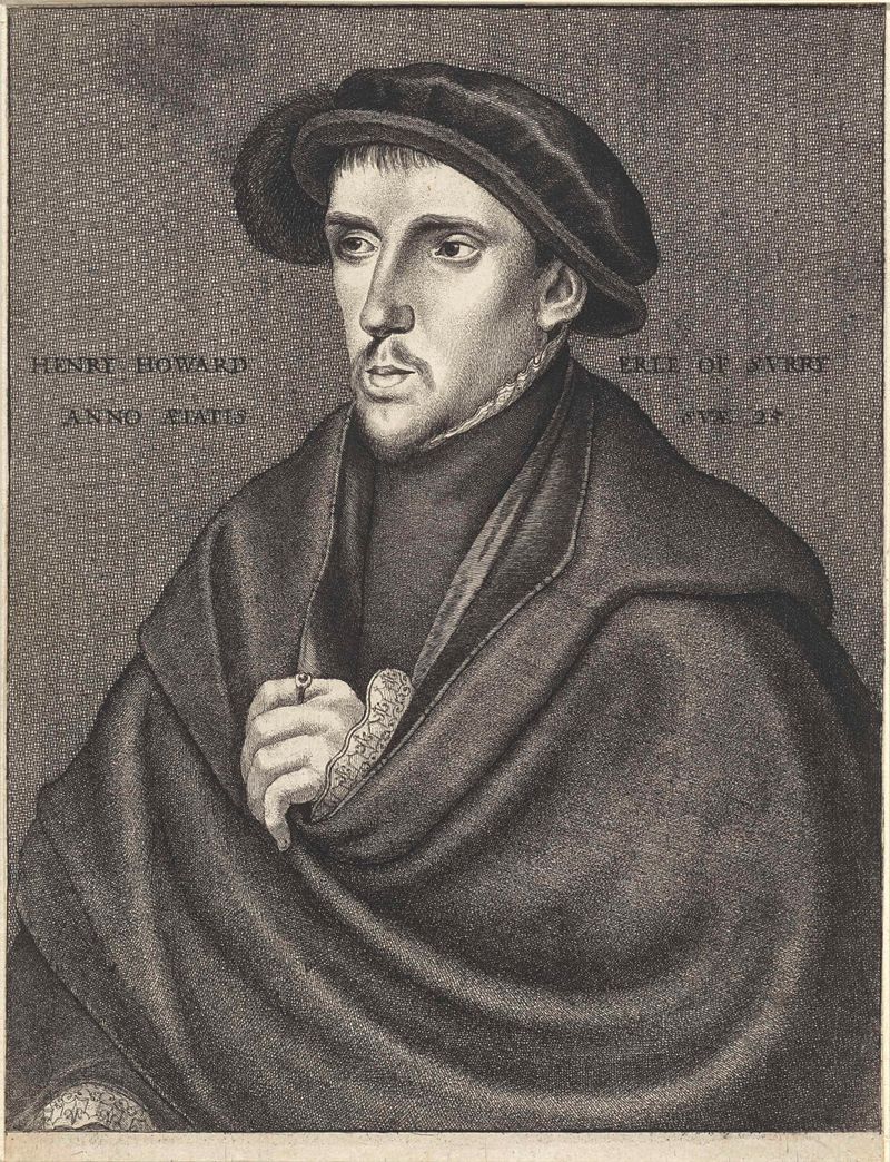 Retrato de Henry Howard, grabado de Wenceslaus Hollar con luz y sombra intrincadas