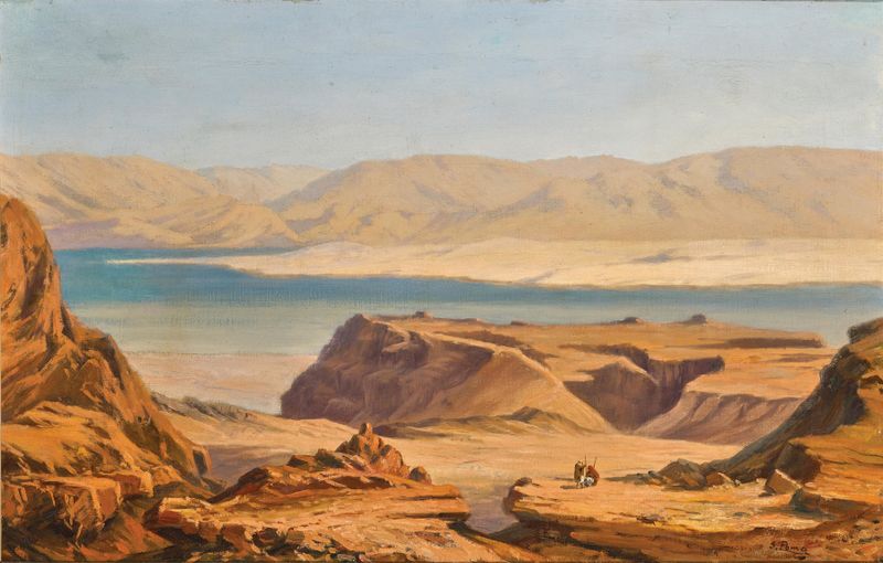 A Scene in the Desert de Silvio Poma, obra de simbolismo que representa un vasto paisaje desértico.