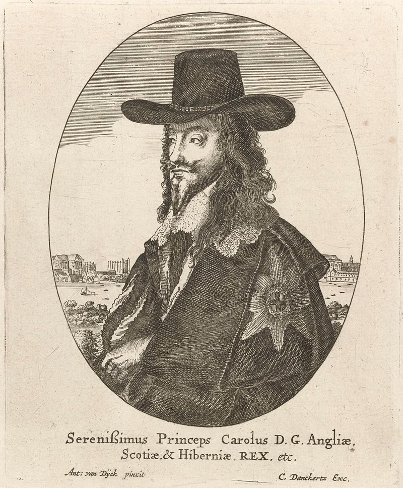 Retrato do Rei Carlos I da Inglaterra, gravura de artista desconhecido