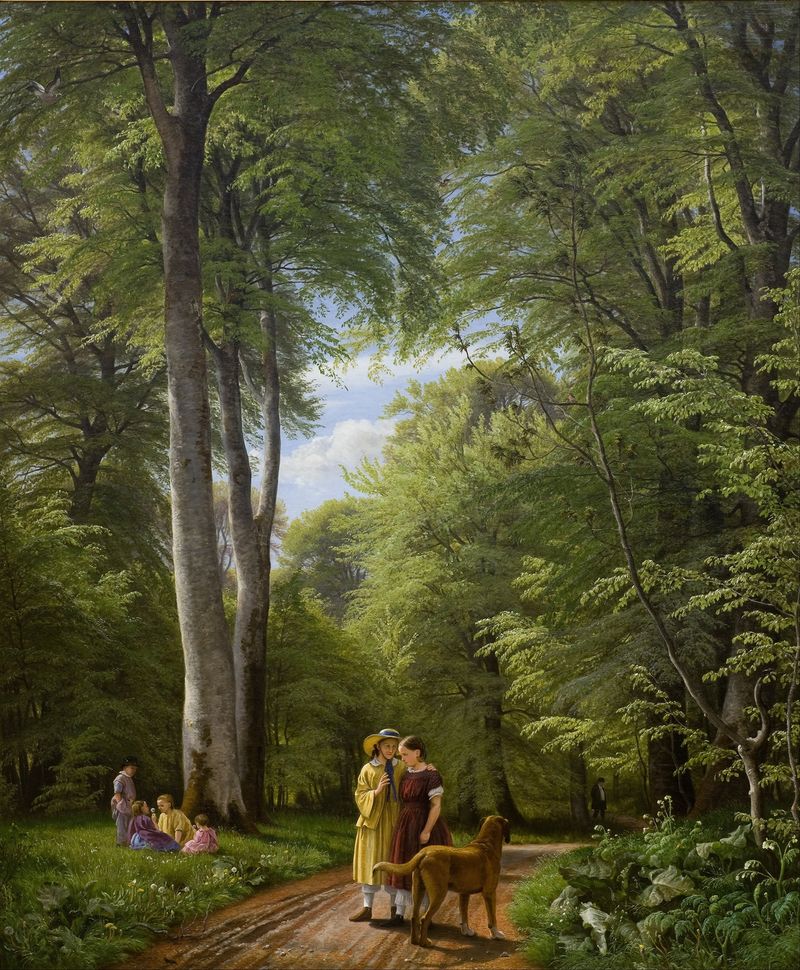 A beech wood in May, oil on canvas by P. C. Skovgaard