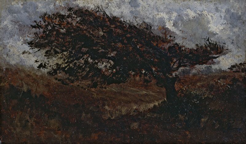 Pintura al óleo de Félix Ziem que muestra un paisaje tormentoso con olas turbulentas y un cielo dramático.