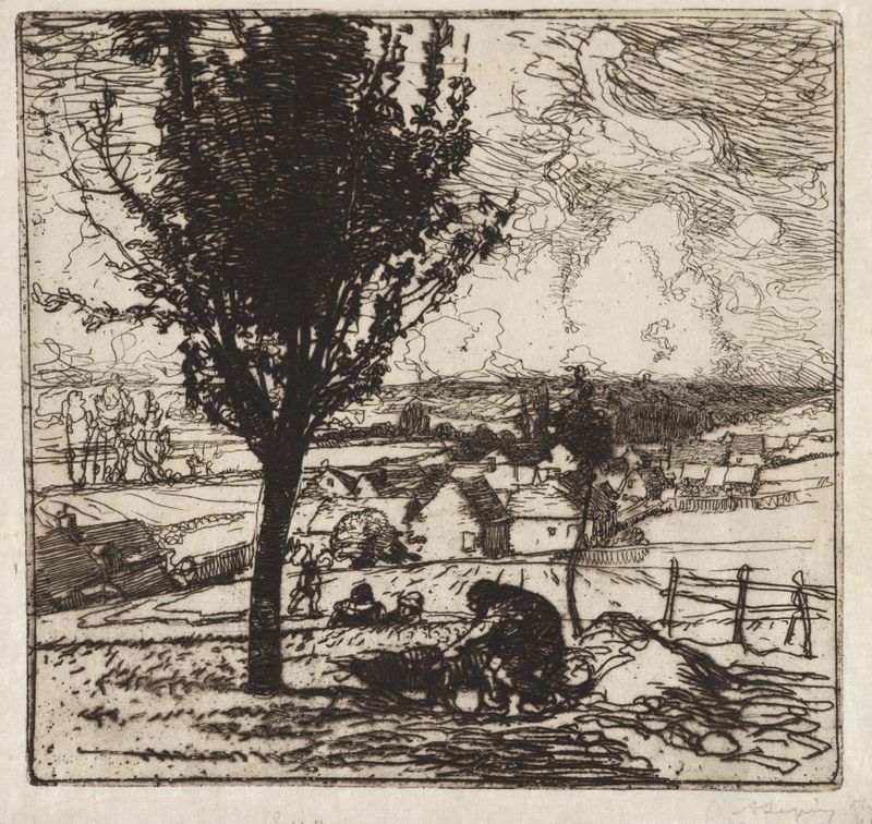 Vista del paisaje con colores suaves, pintura al óleo de Auguste Louis Lepère, 1893