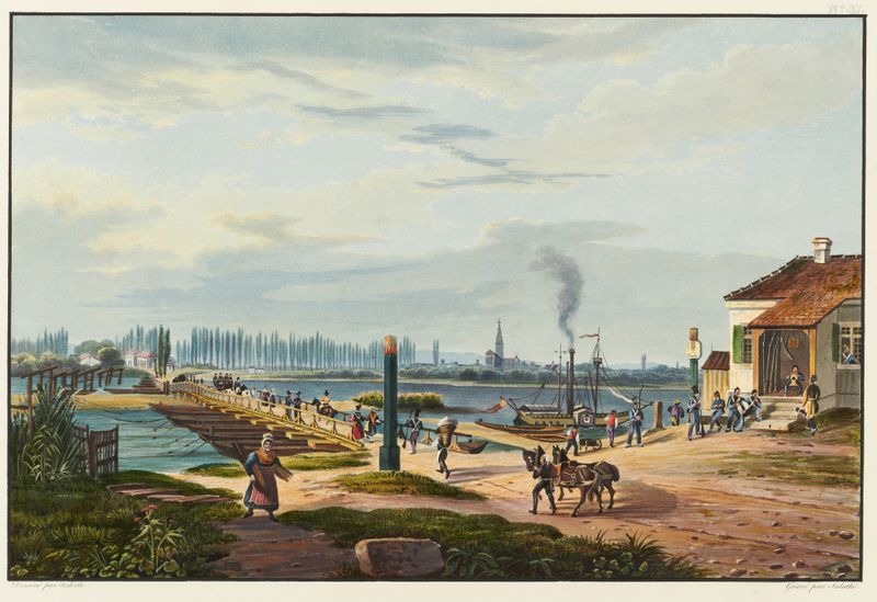Vue de la ville de Strasbourg prise de Kehl, landscape by Johann Ludwig Bleuler
