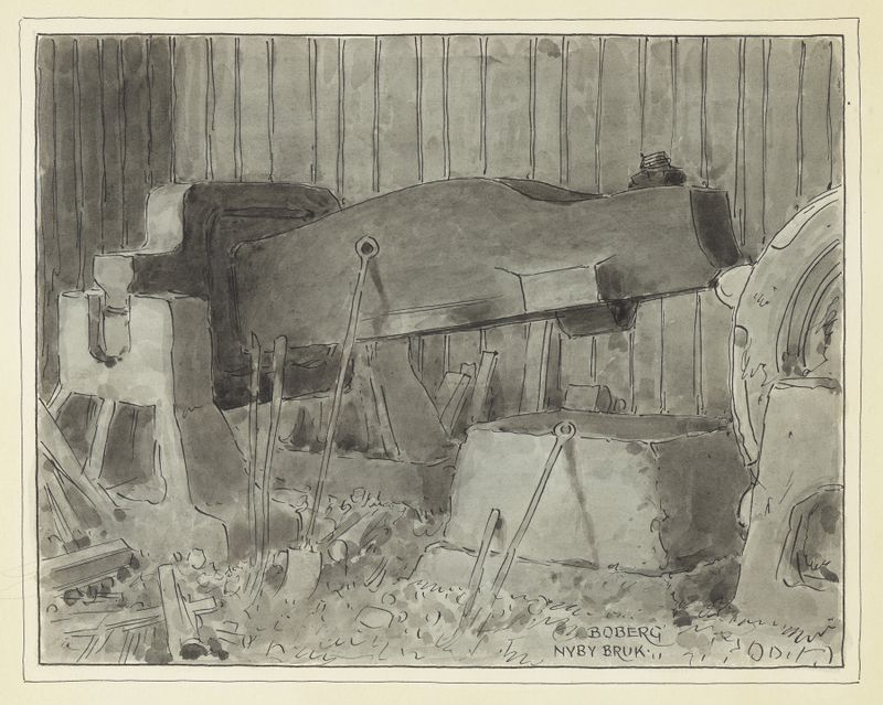 Arquitectura de Nyby Bruk de Ferdinand Boberg, pintura al óleo