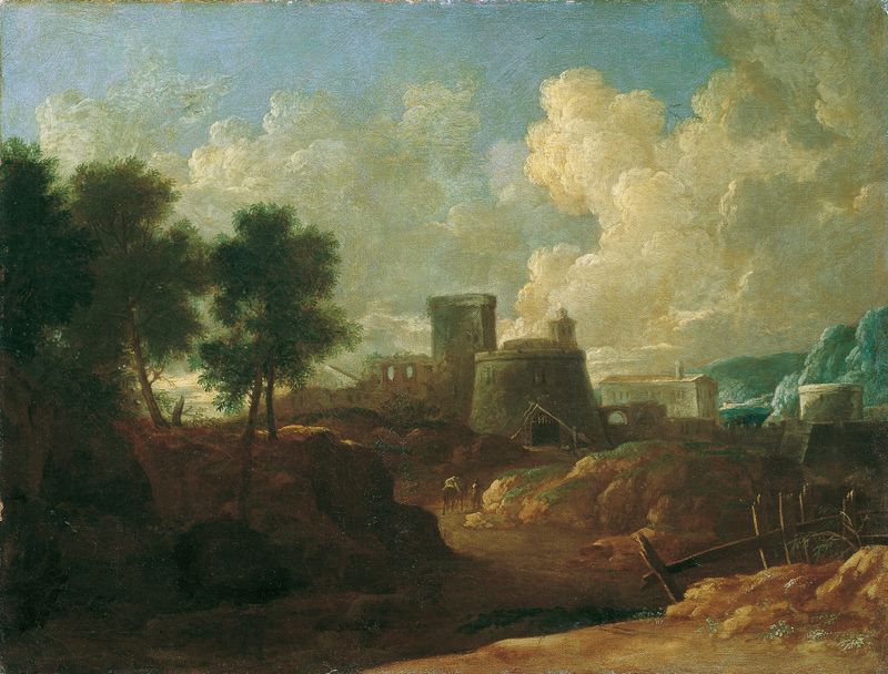 Paisaje rococó de Ignaz Flurer que representa un río serpenteante entre la exuberante vegetación.