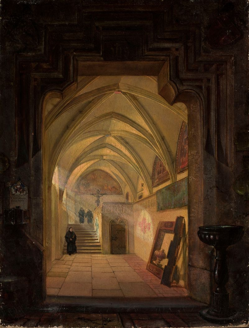Interior de un claustro de Stanisław Bryniarski, realismo