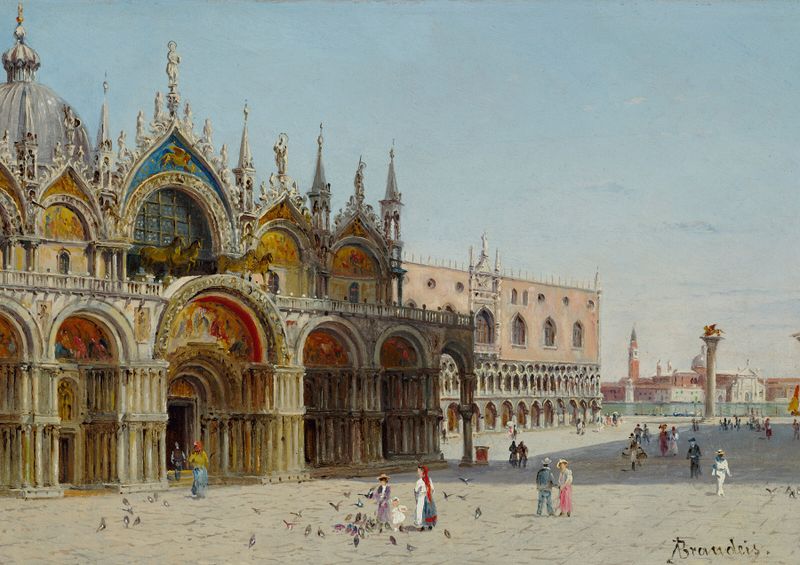 Camerlenghi Palace, óleo sobre tela de Antonietta Brandeis, refletindo na água.
