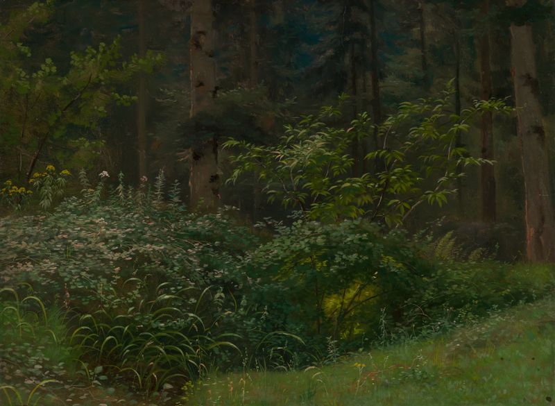 Landscape with wildflowers and greenery by Emil Lugo, ca 1860