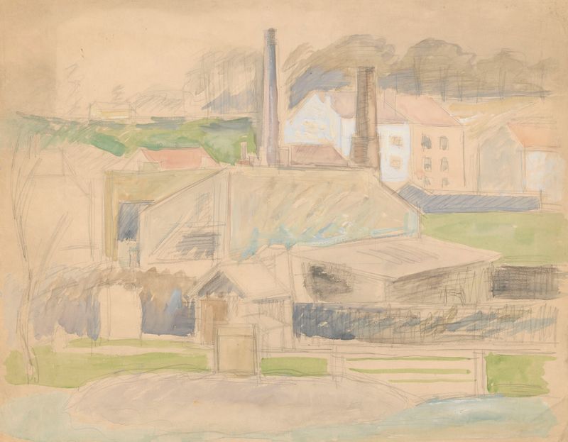 Sketch of a city landscape by Zygmunt Waliszewski, medium unknown