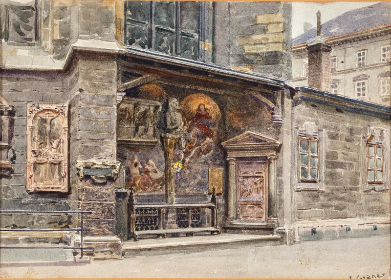 Obra religiosa de Ernst Graner com luz dourada e detalhes intrincados
