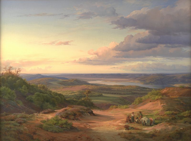 A landscape with a gypsy family in Jutland, oil painting by Louis Gurlitt