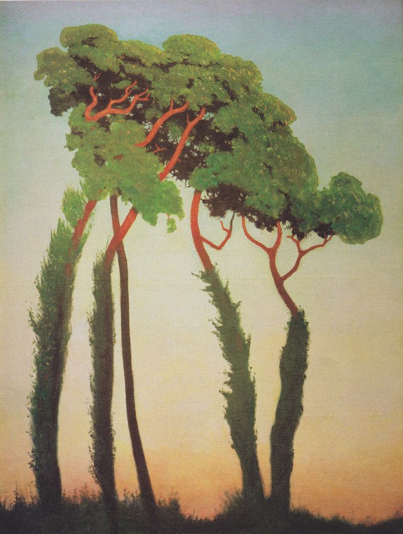 Last Sun Rays by Félix Vallotton, oil painting depicting a sunset landscape with golden light.
