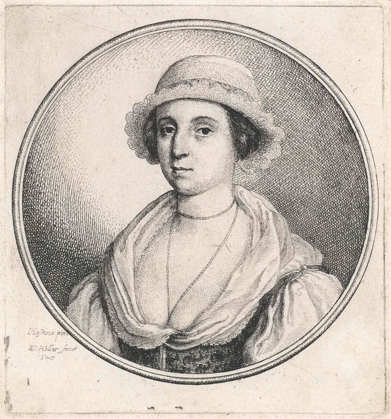 Retrato de uma mulher com um chapéu de renda, gravura de Wenceslaus Hollar