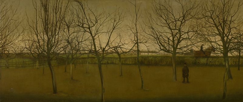 An Orchard in Winter, oil on canvas by Valerius De Saedeleer, depicting barren trees in a winter landscape.