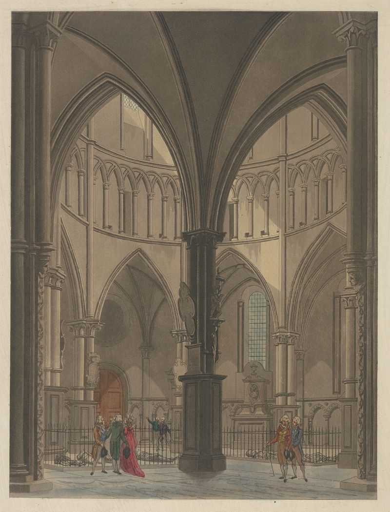 Arquitectura de la Antigua Iglesia de los Caballeros Templarios de Thomas Malton, pintura al óleo