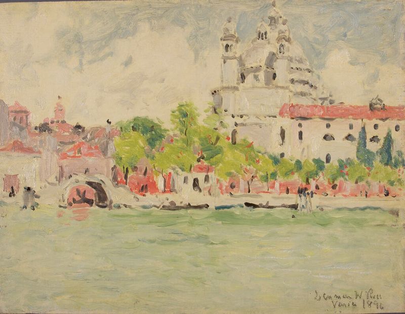Paisaje de Venecia con un canal, pintura al óleo de Denman Waldo Ross