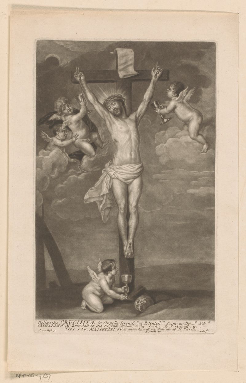 Christus aan het kruis by Isaac Beckett, paper artwork depicting Christ on the cross with luminous background.