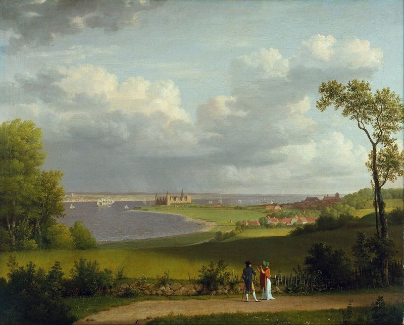 Kronborg Castle at dawn, oil on canvas by Christoffer Wilhelm Eckersberg