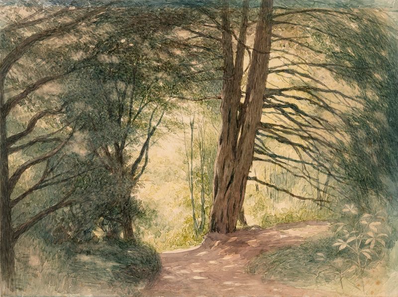 Boxhill, Surrey by Richard Doyle, watercolor on paper depicting gentle hills and soft light.