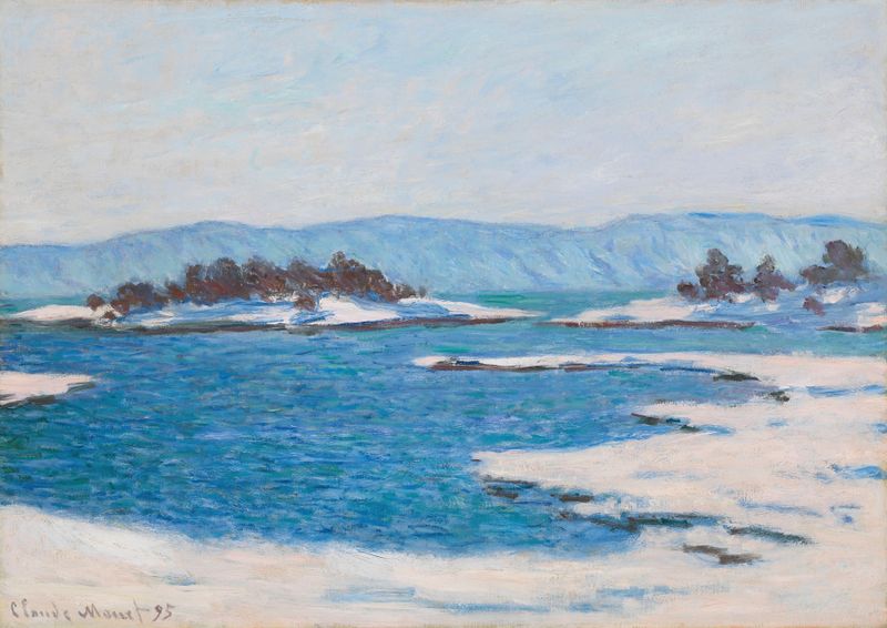 Au Bord Du Fjord De Christiania de Claude Monet, pintura impressionista a óleo representando água e luz.