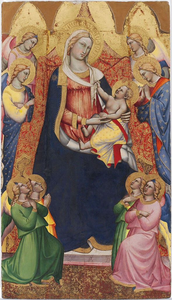 Virgem Entronizada com Anjos, meio dourado de Spinello Aretino