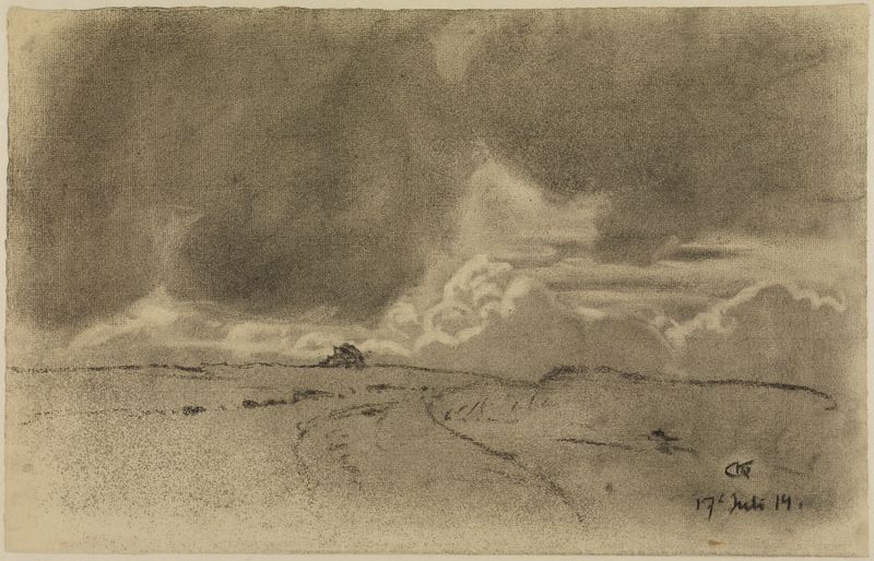 Luft- und Wolkenstudie by Gustav Kampmann, expressionist landscape painting