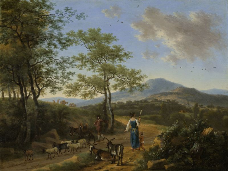 Italian landscape with herdsmen, oil on canvas by Willem de Heusch