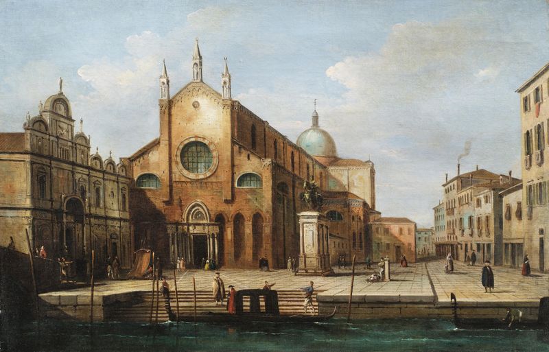 Venice, View of Campo Santi Giovanni e Paolo, oil on canvas by Giuseppe Bernardino Bison