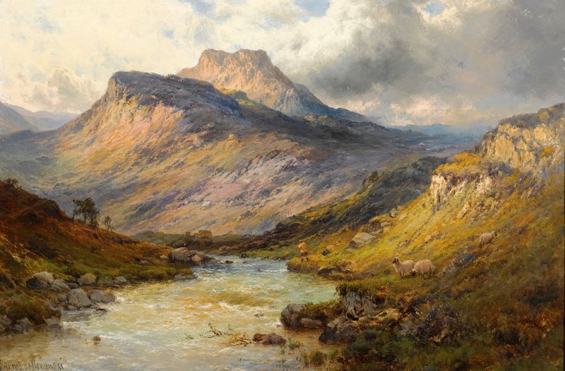 Loch Lomond; A Trout Stream Near Stirling, óleo sobre lienzo de Alfred de Bréanski