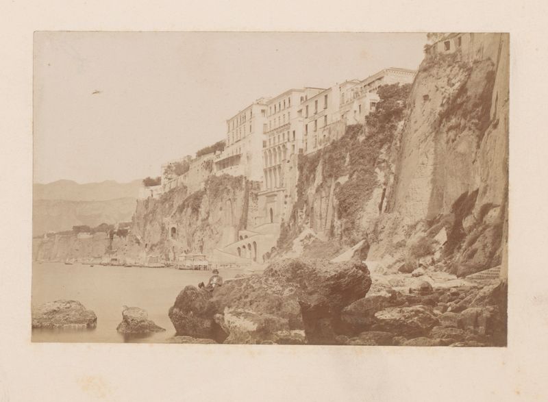 Coastal landscape with light reflections, albumen print by Giorgio Sommer