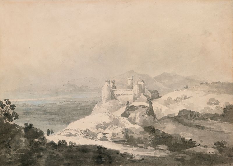 Paisagem de Harlech Castle, pintura a óleo de Joseph Mallord William Turner