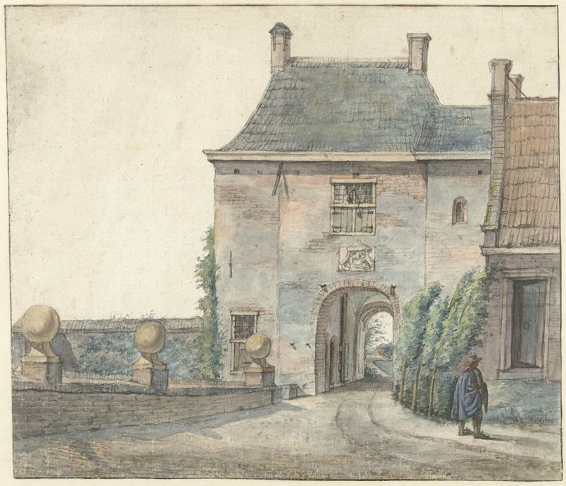 Archway of Heemstede castle, oil painting by Gerrit Lamberts