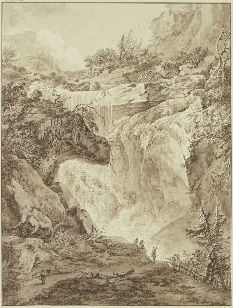 Wasserfall in einer Gebirgsschlucht by Johann Heinrich Wüest, medium unknown