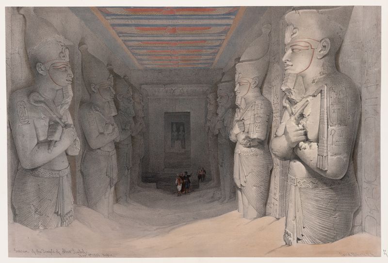 Interior of the Temple of Aboo Simbel, oil on canvas by David Roberts
