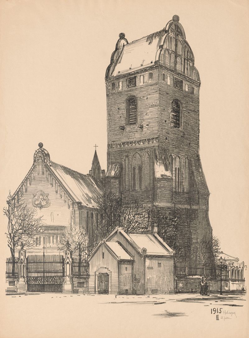 Arquitectura de la Iglesia de la Virgen María en Nowe Miasto de Feliks Jabłczyński, pintura al óleo