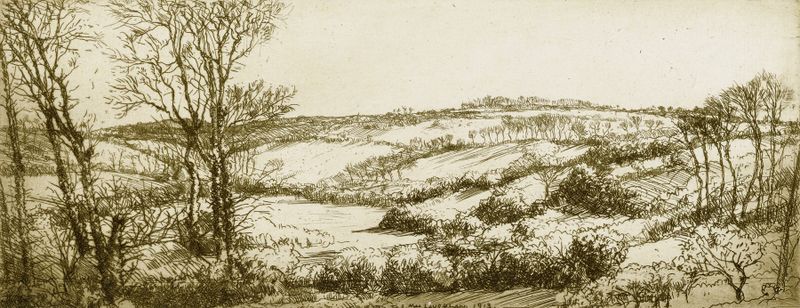 Cornish Landscape no. 1 de Donald Shaw MacLaughlan, pintura al óleo impresionista