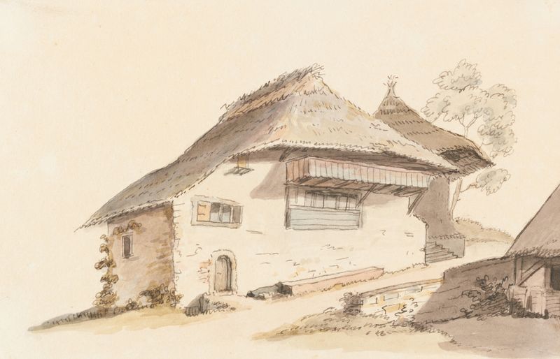 Landscape of Berner Bauernhaus by Johann Ludwig Aberli, oil painting