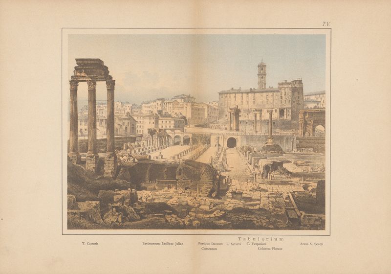 Tabularium by Christoph Ziegler, oil painting depicting columns bathed in golden light