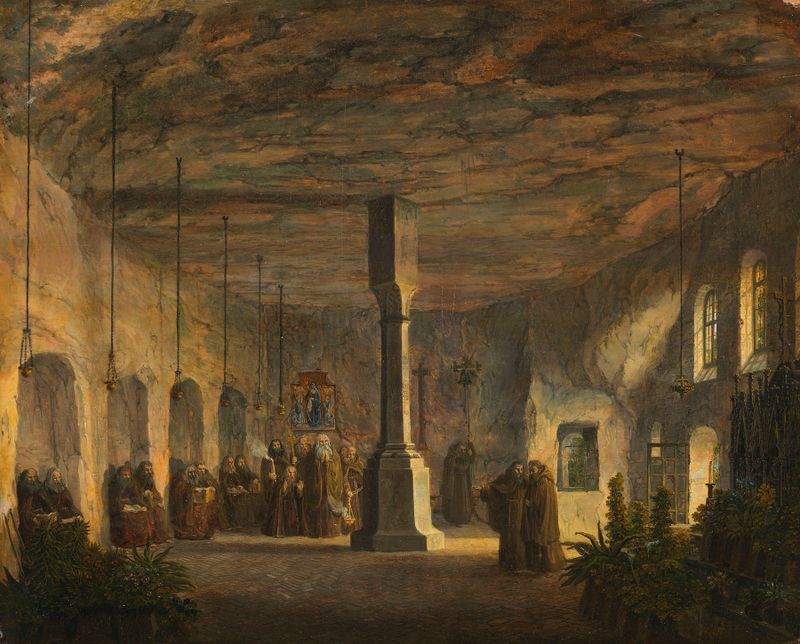 Interior view of St. Maximus Chapel in Salzburg by Domenico Quaglio the Younger, medium unknown