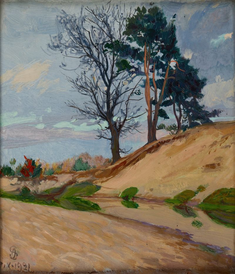 Sandy Bank of the Kamienna River by Ambroży Sabatowski, impressionism, oil painting