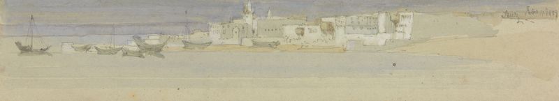 Suez de David Roberts, que representa un paisaje con un atardecer, pintura al óleo
