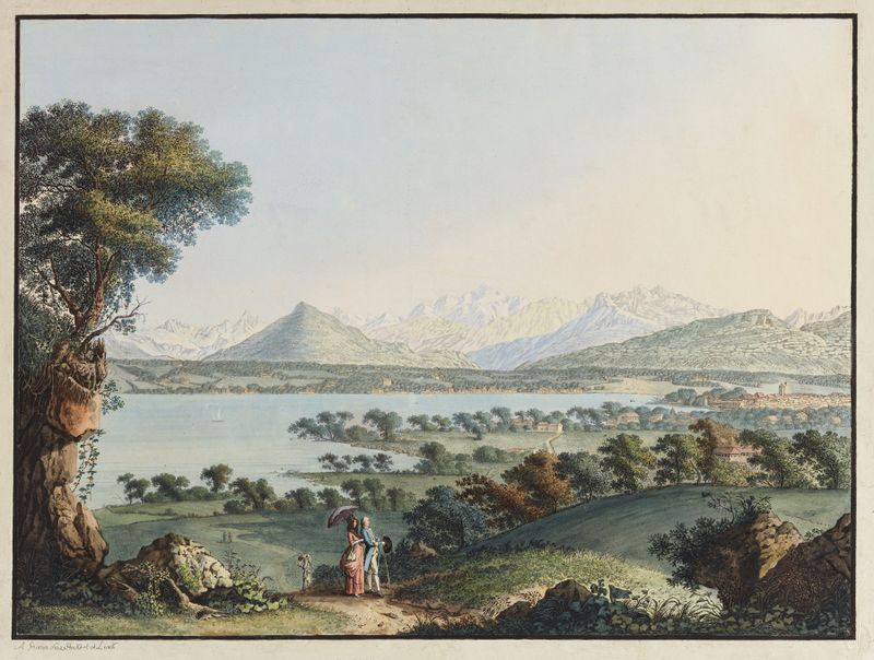 Landscape of Mont-Blanc with snow, oil on canvas by Jean-Antoine Linck